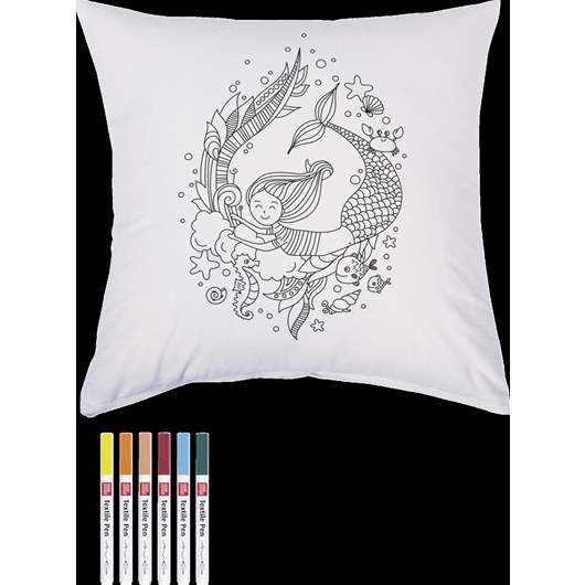 Craft Set - Drawing on Fabric - Cushion Mermaid
